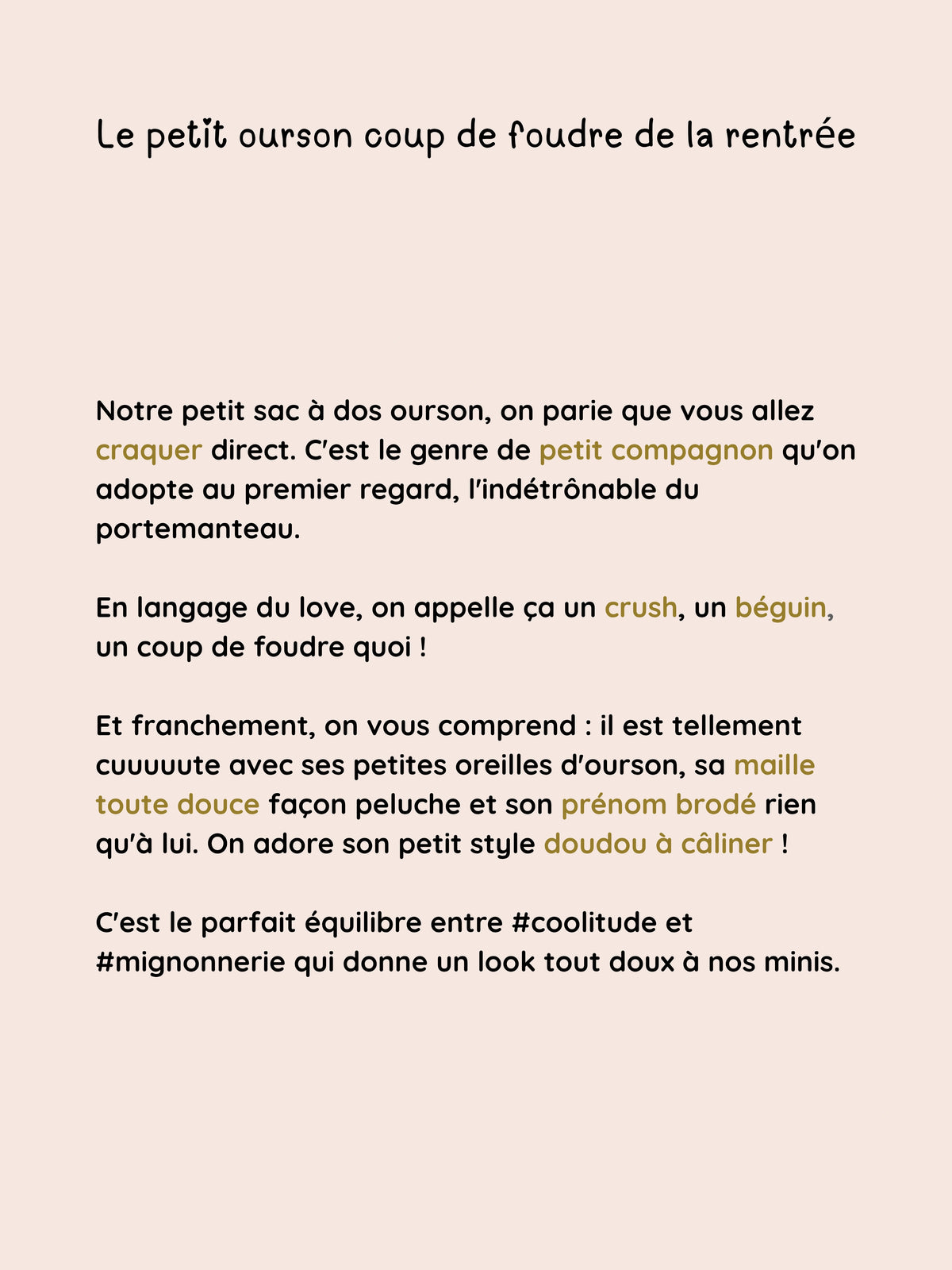 Sac à dos ourson personnalisé bébé, rien qu'à lui – Mon Premier Sac
